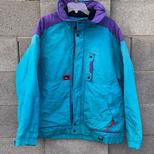 Vintage CORNICE Ski & Snowboard Jacket L Color Block Blue Purple